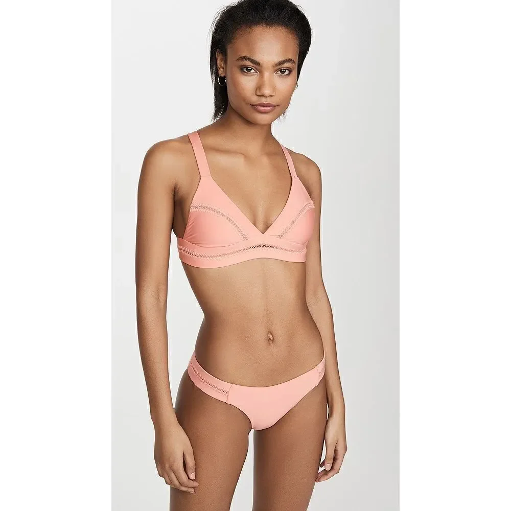 New. Pilyq coral stitched teeny bikini. M-top/L-bottom. Retails $179